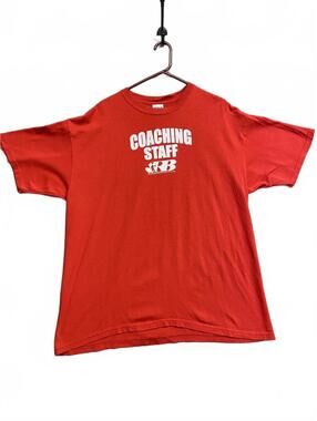 Vtg On Gilden Tag Ramblers Basketball CA Red 'Coaching Staff' T-Shirt Size XL